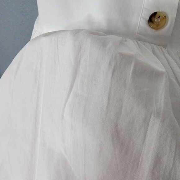 RHODE Dress Size Med White Nisha Puff-Sleeve Cotton Poplin Pockets Unlin… - Picture 11 of 16